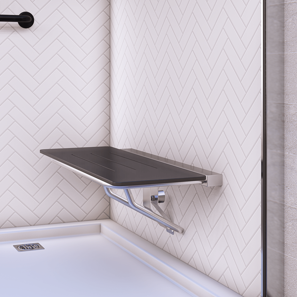 Accessible Folding Shower Seat in Designer Black - ML994_CL_DESIGNER