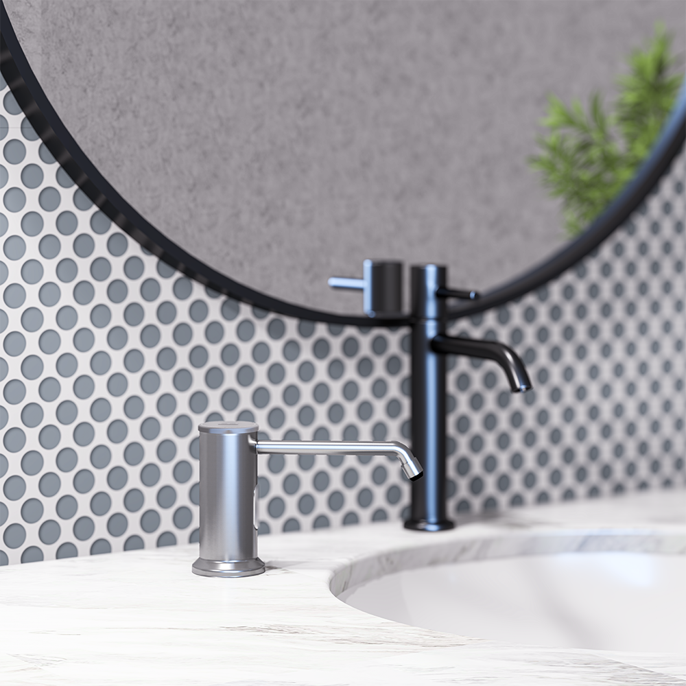 Bench Mounted Automatic Foam Soap Dispenser in Polished Stainless Steel - ML_BMFOAMDISP_SS