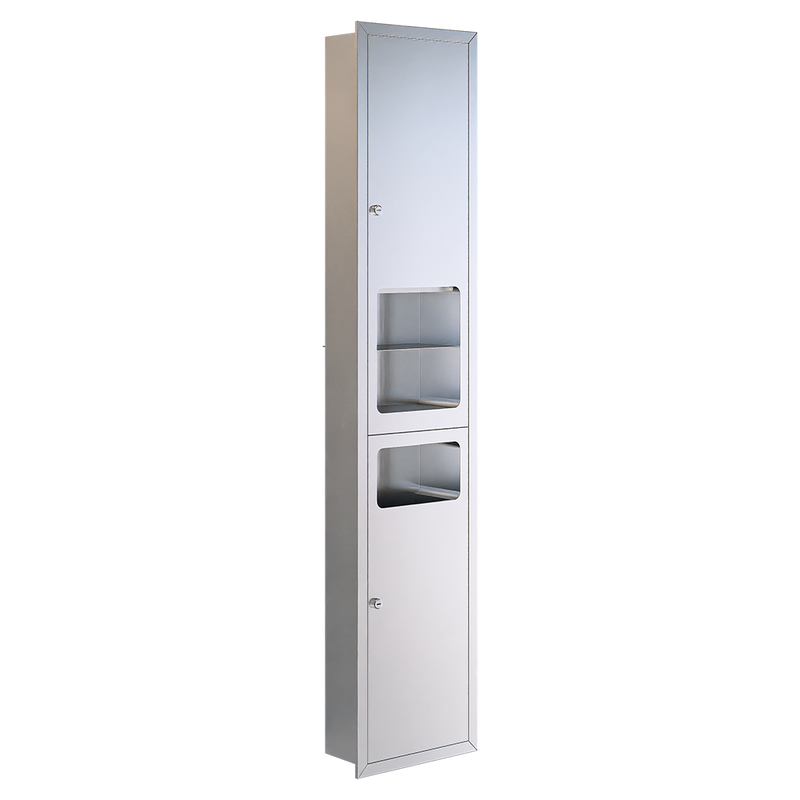 Recessed Paper Towel Dispenser, Hand Dryer & Waste Receptacle in Satin Stainless Steel - ML_ECLIPSE_3N1REC_D
