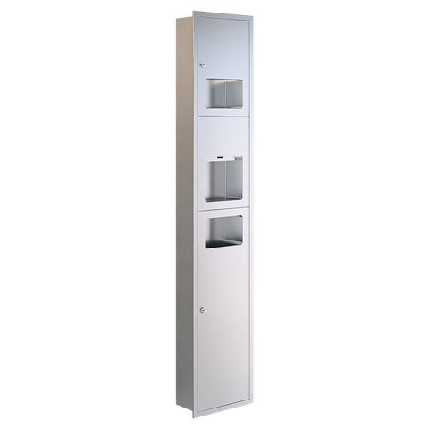 Recessed Paper Towel Dispenser, Hand Dryer & Waste Receptacle in Satin Stainless Steel - ML_ECO_73N1REC
