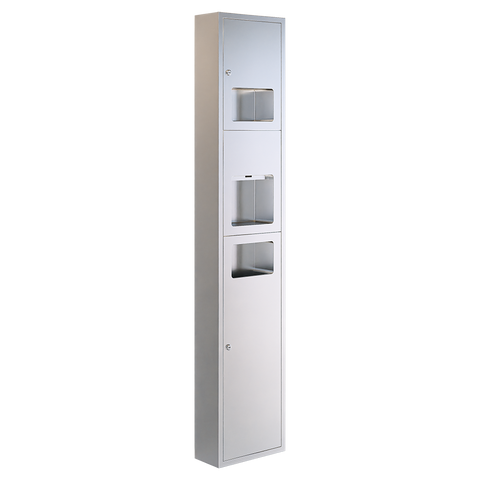 Surface Mounted Paper Towel Dispenser, Hand Dryer & Waste Receptacle in Satin Stainless Steel - ML_ECO_73N1SM