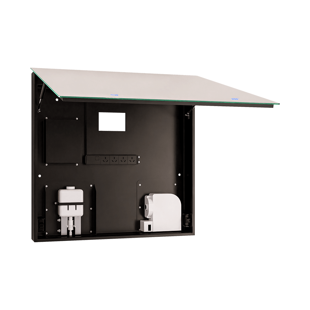 Integrated Mirror Cabinet (Includes Hand Dryer & Soap Dispenser) in Designer Black - ML_IMC2_LUX