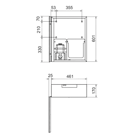 Integrated Mirror Cabinet (Includes Soap Dispenser & Paper Towel Dispenser) in Satin Stainless Steel - ML_IMC2_SS