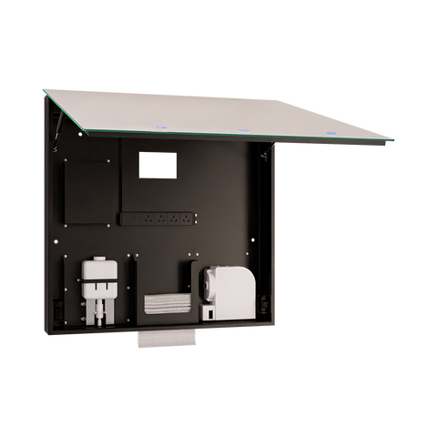 Integrated Mirror Cabinet (Includes Hand Dryer, Soap Dispenser & Paper Towel Dispenser) in Designer Black - ML_IMC3_LUX