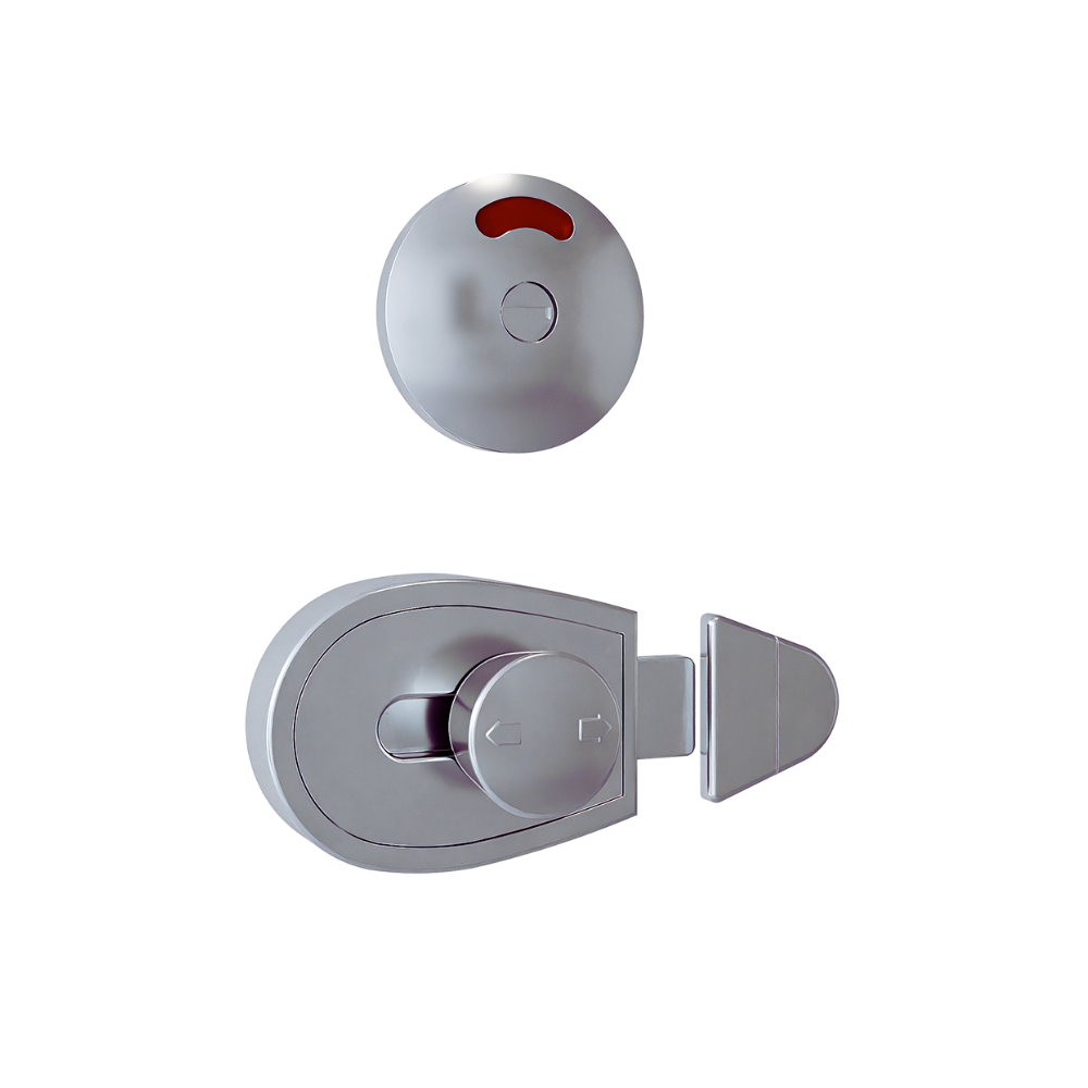 Xcel Slide Lock and Emergency Release Indicator Set in Satin Chrome Plate - XCEL_SLIDELOCK_SCP