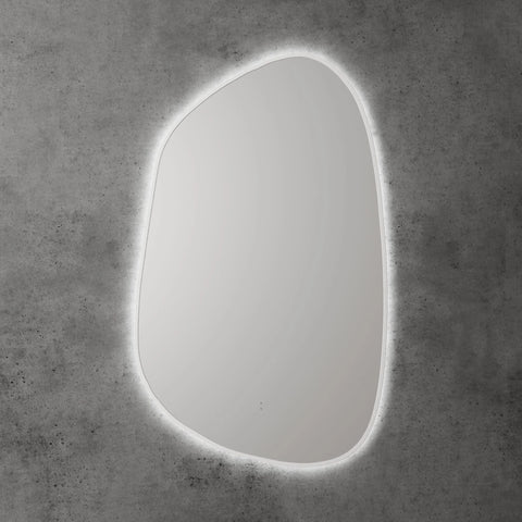Pebble Shape LED Mirror Touchless switch with Demister 550x900mm - Frameless / with Frame