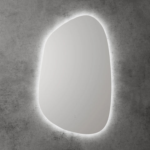 Pebble Shape LED Mirror Touchless switch with Demister 550x900mm - Frameless / with Frame
