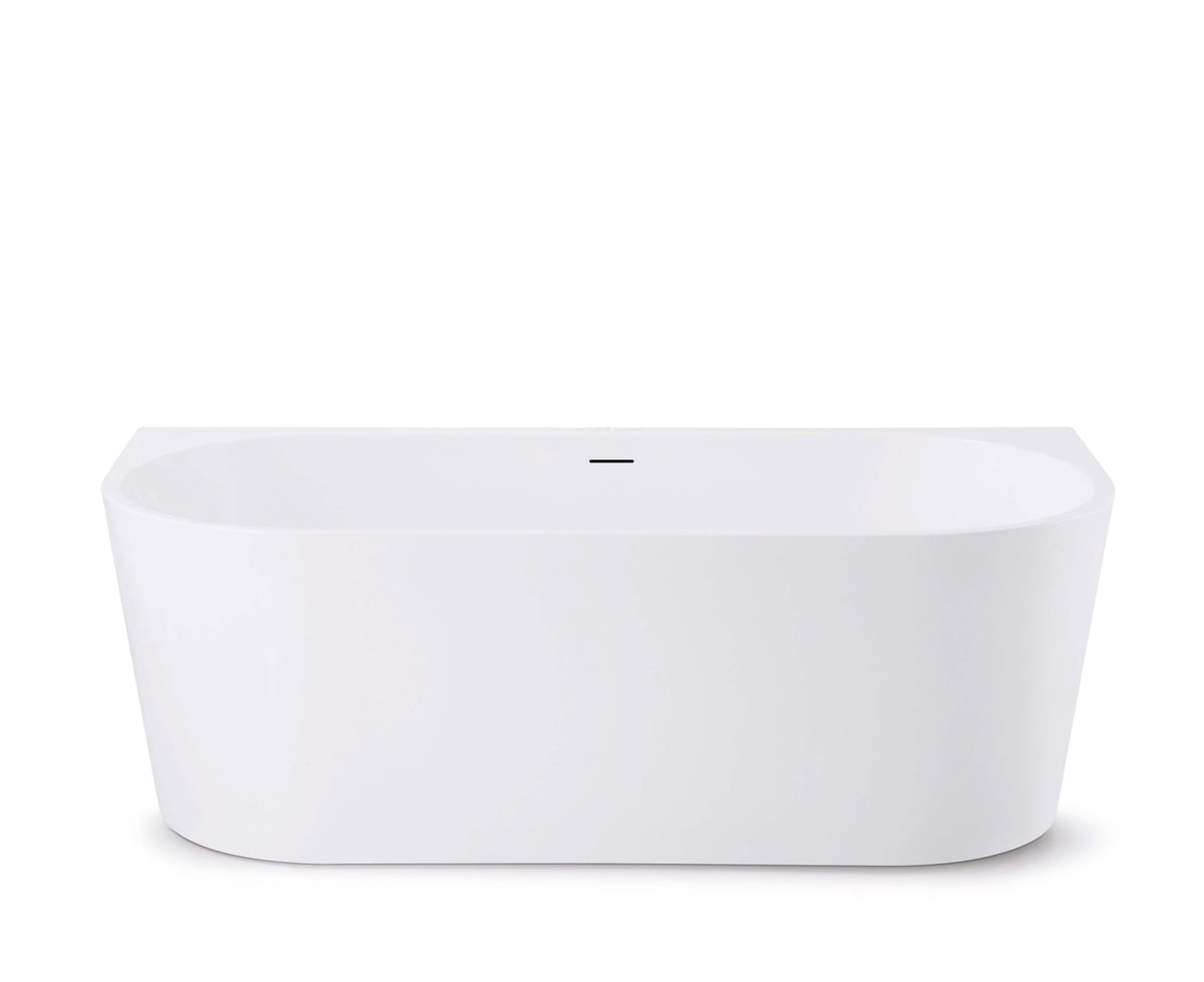 Paco Back to Wall Freestanding Bath with Overflow 1400 / 1500 / 1700mm - Gloss White