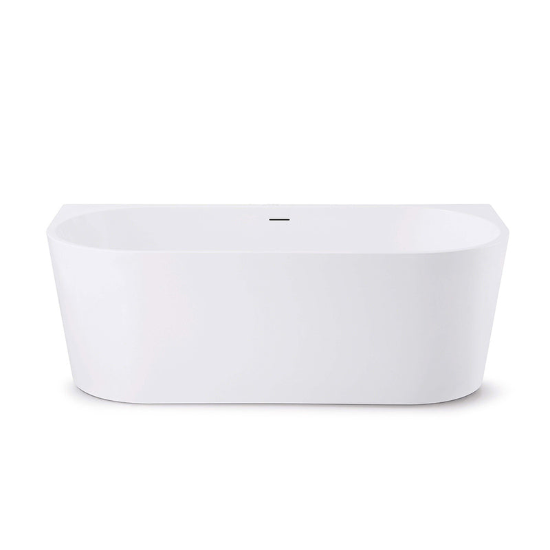 Niko Back to Wall Freestanding Bath with Overflow 1500mm - Gloss White