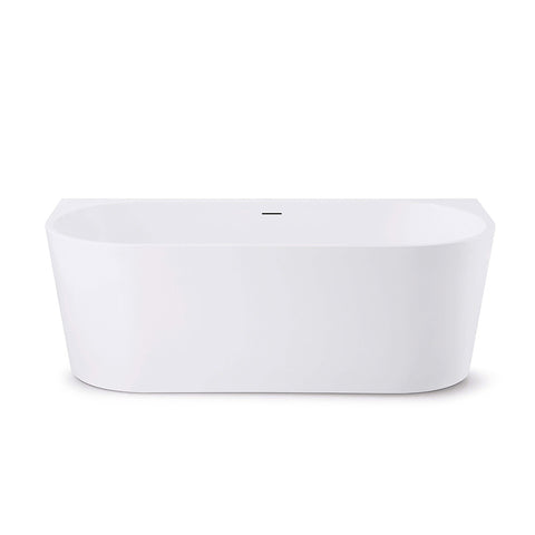 Niko Back to Wall Freestanding Bath with Overflow 1500mm - Gloss White