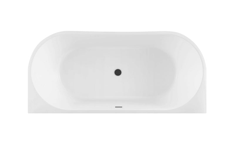 Paco Back to Wall Freestanding Bath with Overflow 1400 / 1500 / 1700mm - Gloss White