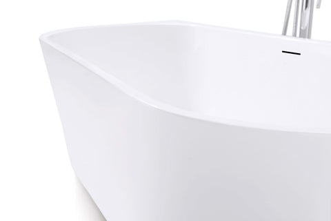 Paco Back to Wall Freestanding Bath with Overflow 1400 / 1500 / 1700mm - Gloss White