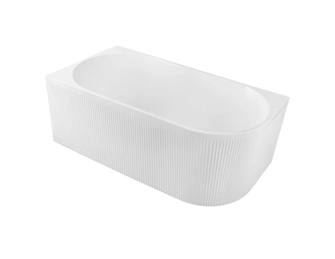 Nova Corner Left Hand Corner Back to Wall Fluted Bath 1500mm - Matt White