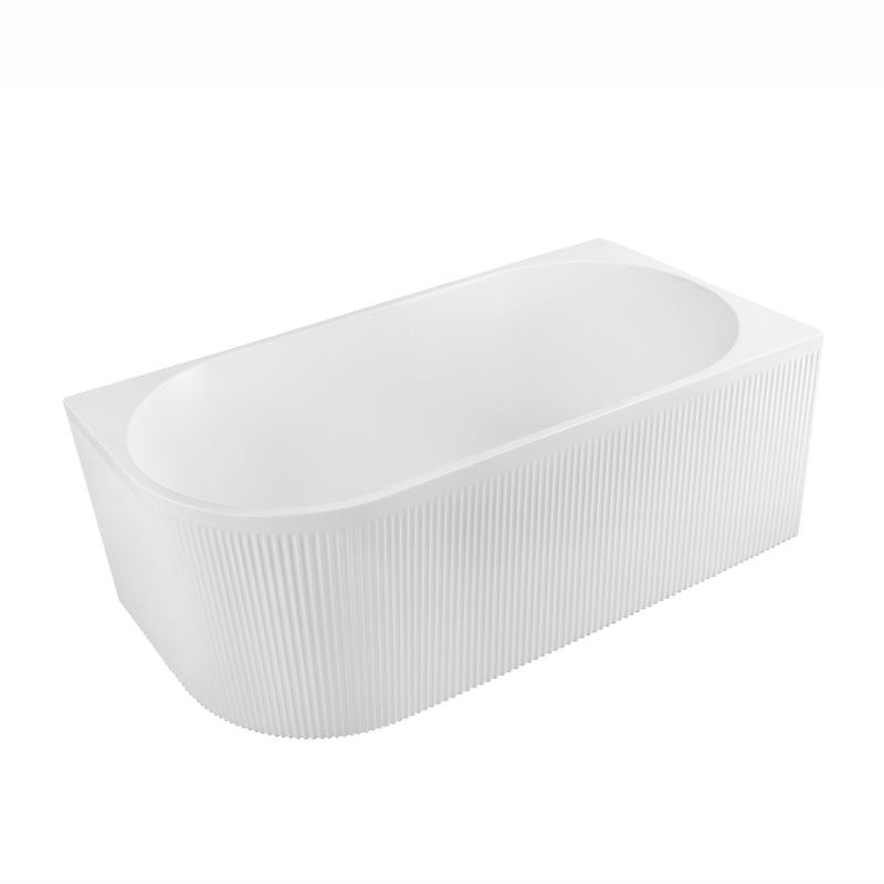Nova Corner Right Hand Corner Back to Wall Fluted Bath 1500mm - Matte White
