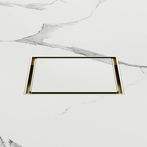 NERO 130mm Square Tile Insert Floor Waste 80mm Outlet Brushed Gold ( Stock Clearance)