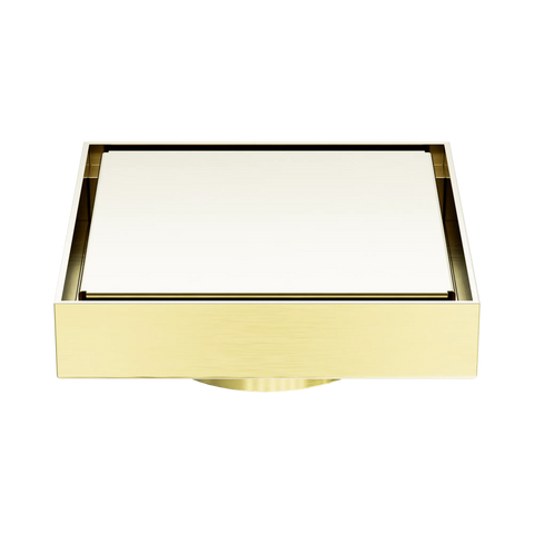 NERO 130mm Square Tile Insert Floor Waste 80mm Outlet Brushed Gold ( Stock Clearance)