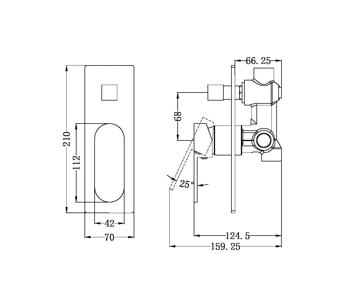 Ecco Shower / Bath Mixer with Diverter (Rectangle Backplate) - Various Colours