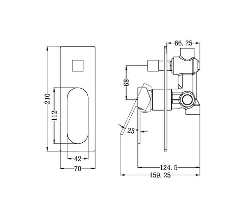 Ecco Shower / Bath Mixer with Diverter (Rectangle Backplate) - Various Colours