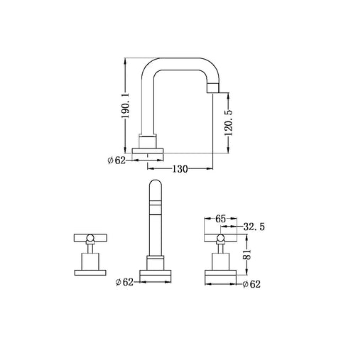 Nero Cross Handles Basin Tap Set - Various Colours