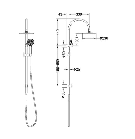 Nero Mecca Dual Shower Rail with Air Shower - Various Colours
