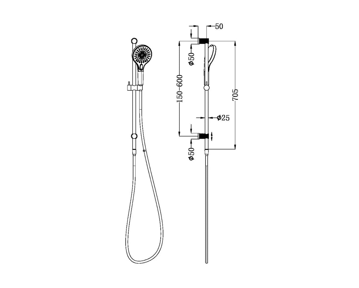 Nero Opal Cross Hatched Rail Shower - Various Colours