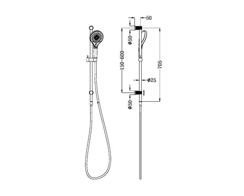 Nero Opal Cross Hatched Rail Shower - Various Colours