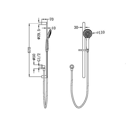 Nero Ecco Oval Rail Shower with Air Shower - Various Colours