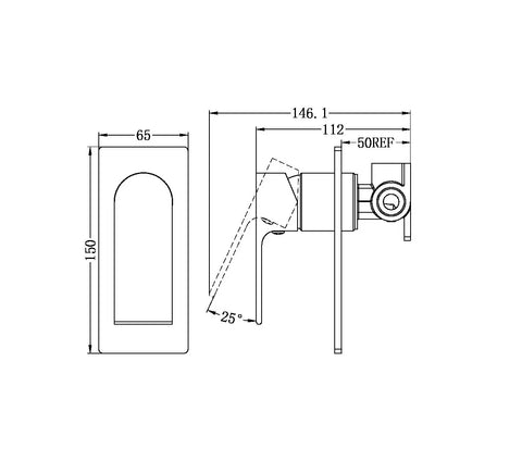 SM18 Nero Bianca Shower/Bath Mixer (Rectangle Backplate) - Various Colours