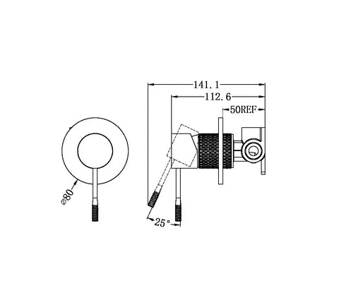 Nero SM36 Opal Cross Hatched Shower / Bath Mixer (80mm Backplate) - Various Colours