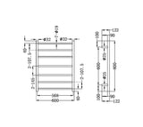 NRO90002HBG 240Volt Straight Brushed Gold Heated Towel Rail Round 600X800mm