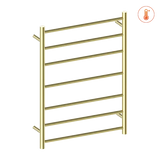 NRO90002HBG 240Volt Straight Brushed Gold Heated Towel Rail Round 600X800mm