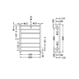 NRO90002HGR 240Volt Straight Graphite Heated Towel Rail Round 600x800mm