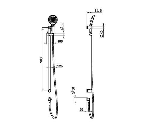 Nero Mecca Care Grab Rail Shower - Various Colours