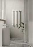 NROV900HMW 12V Vertical Bar Matte White Heated Towel Rail Round 900mm