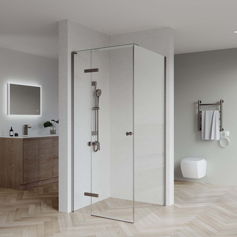 SS0817 - 10mm Semi Frameless Shower Screen (2000mm high) with Top Glass Plate - Various Colours & Sizes