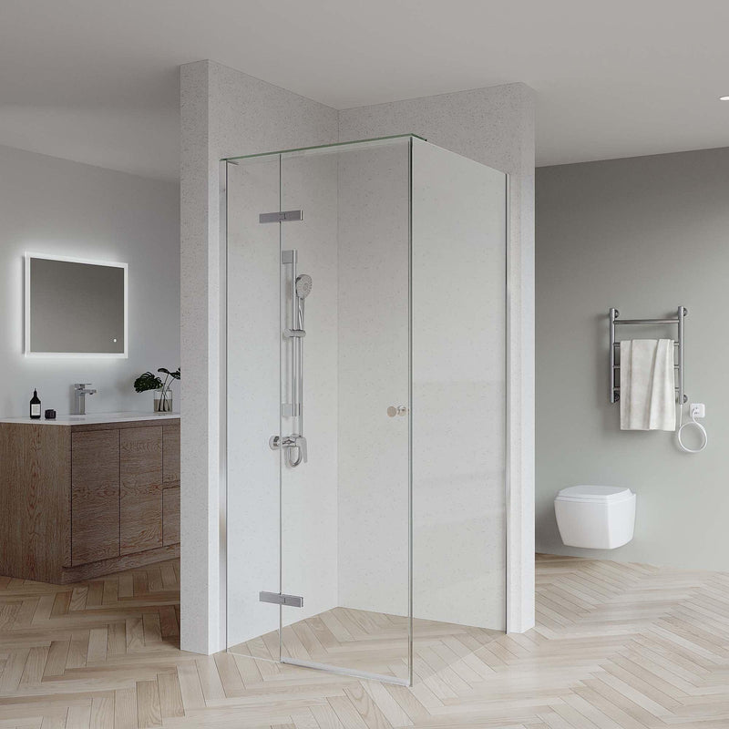 SS0817 - 10mm Semi Frameless Shower Screen (2000mm high) with Top Glass Plate - Various Colours & Sizes