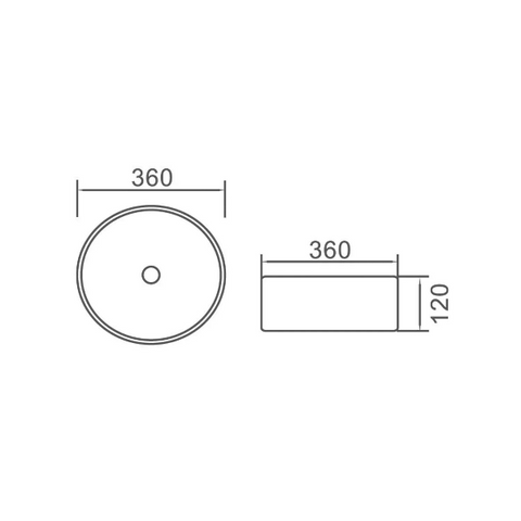 Aura Round Counter Top Ceramic Basin 360x360mm - Various Colours