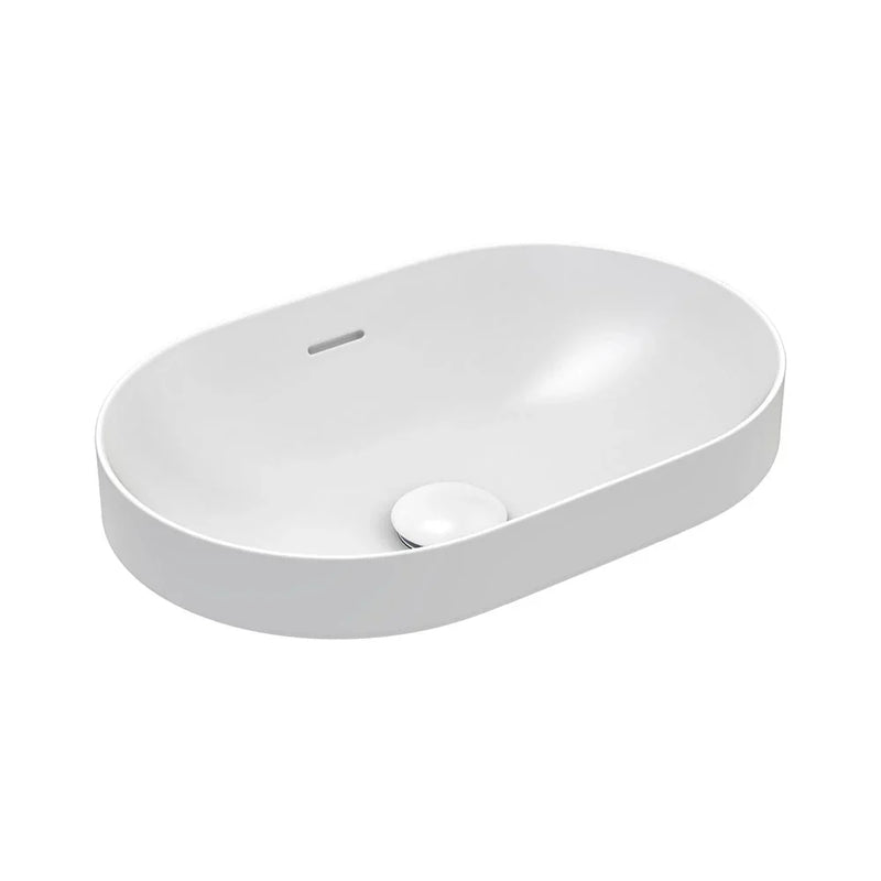 Oceana Oval Semi-Inset Ceramic Basin 555x365mm - Gloss White