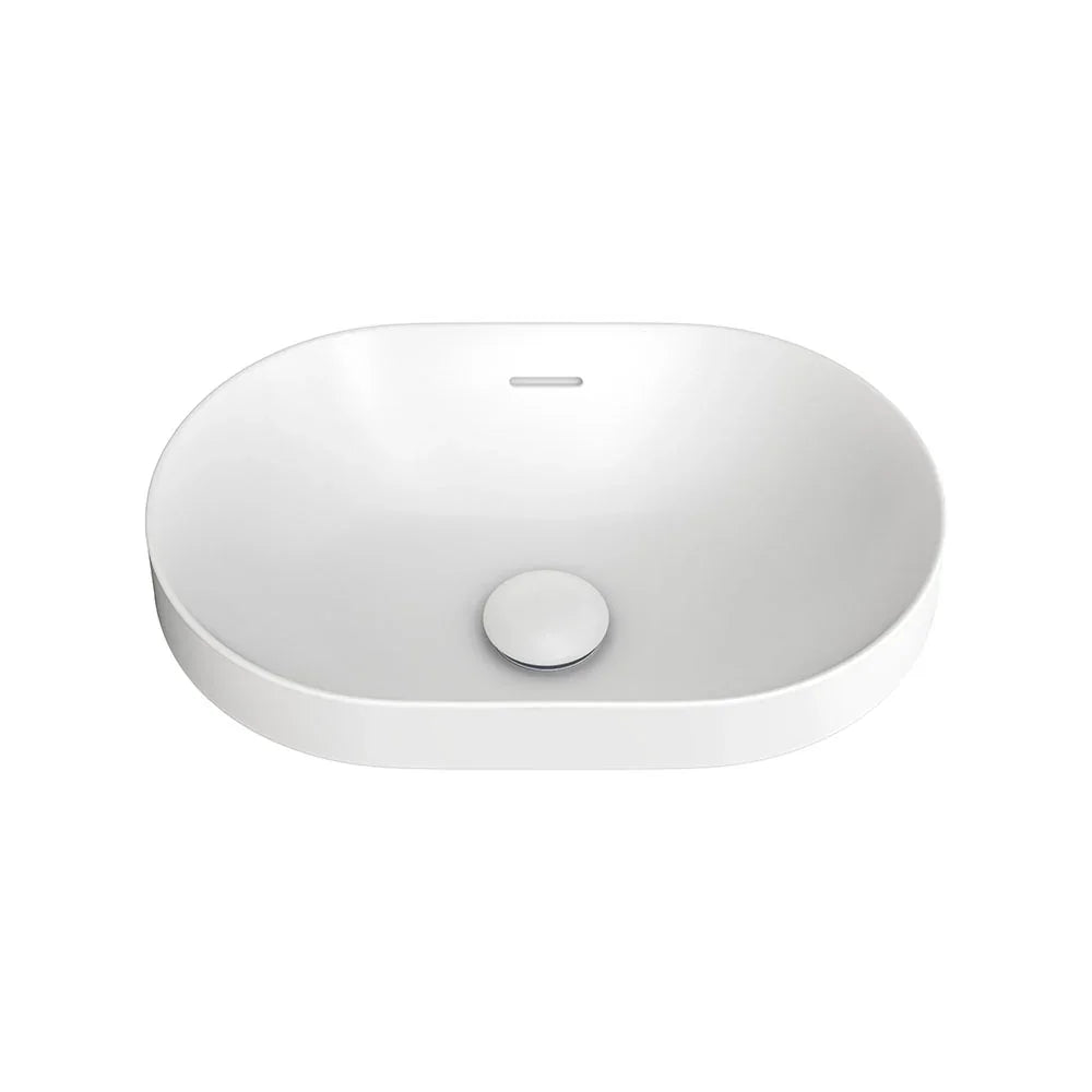 Oceana Oval Semi-Inset Ceramic Basin 555x365mm - Gloss White