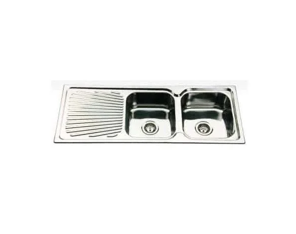 Left/Right Double Bowls with Drainer Top Mount Kitchen Sink 1180x480mm - Stainless Steel