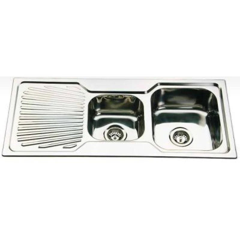 Double Bowls with Drainer Topmount Kitchen Sink 1080x480mm - Stainless Steel
