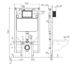 R&T In Wall Package - Tornado Rimless Wall Hung Pan, Inwall Cistern and Button