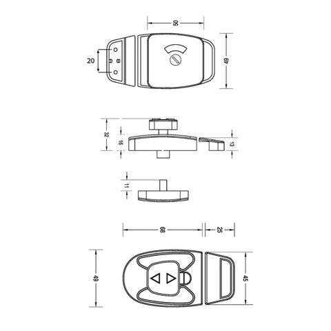 Sera Slide Lock & Emergency Release Indicator Set in Designer Black - SERA_ERLOCK_DESIGNER