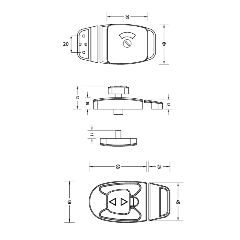 Sera Slide Lock & Emergency Release Indicator Set in Satin Chrome Plate - SERA_ERLOCK_SCP