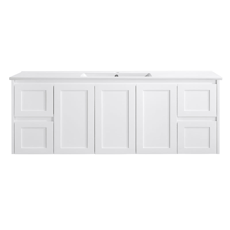 BV55WH (460mm Depth) Matte White Shaker Wall Hung Vanity - 600 / 750 / 900 / 1200 / 1500 / 1800mm
