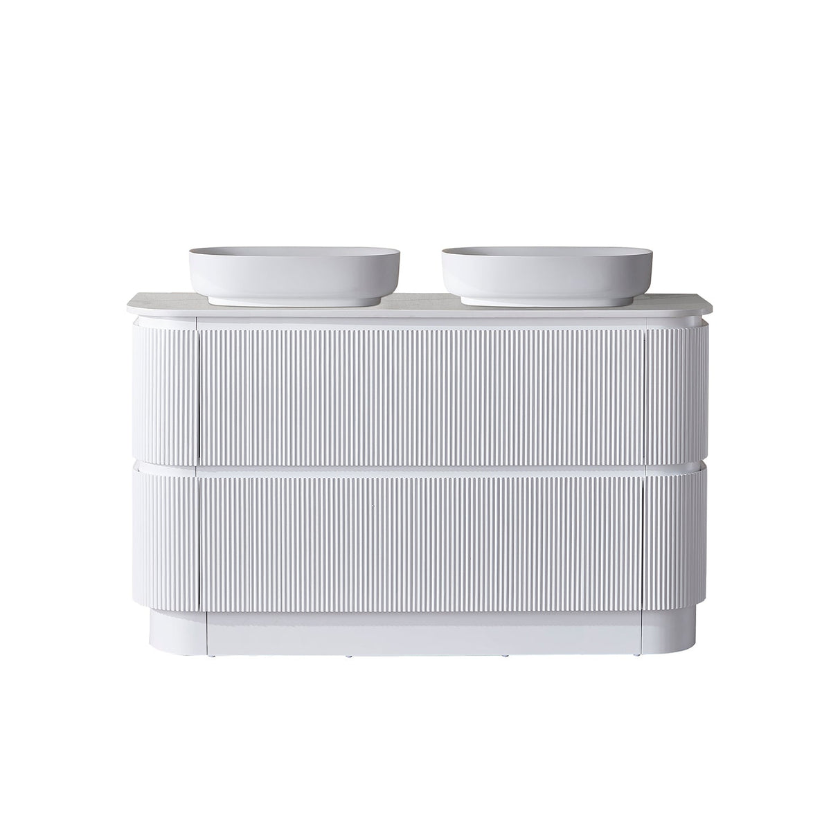 BV85 Matt White Freestanding Fluted Plywood Vanity - 900/1200/1500mm