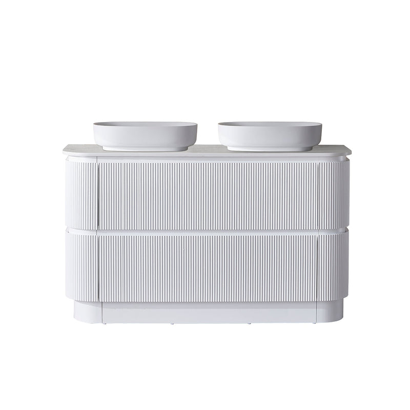 BV85 Matt White Freestanding Fluted Plywood Vanity - 900/1200/1500mm