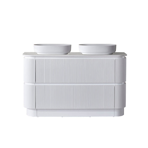 BV85 Matt White Freestanding Fluted Plywood Vanity - 900/1200/1500mm