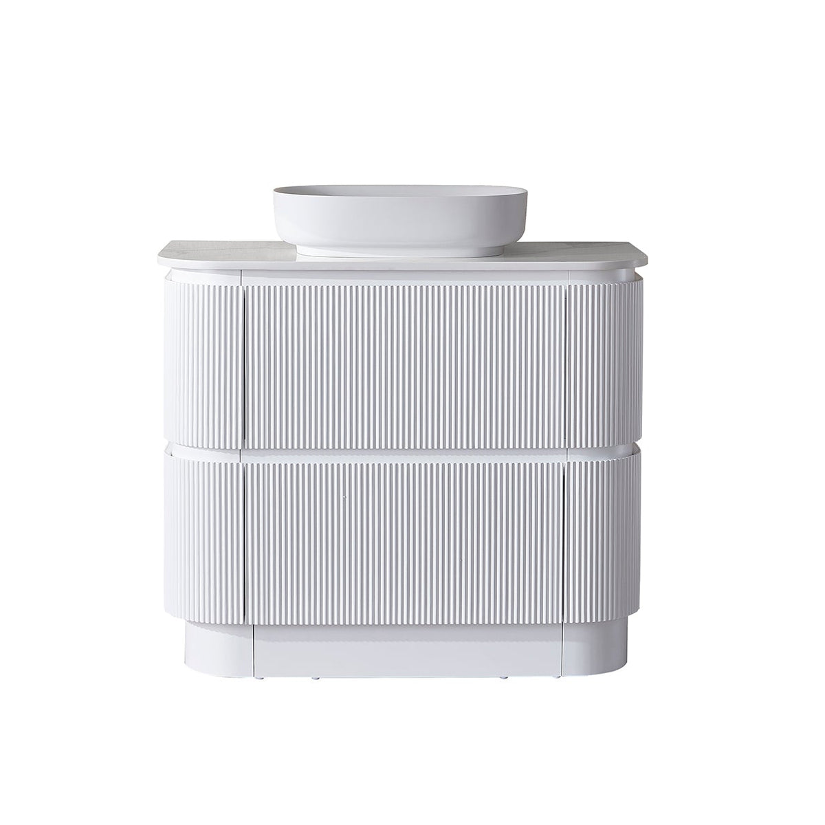 BV85 Matt White Freestanding Fluted Plywood Vanity - 900/1200/1500mm