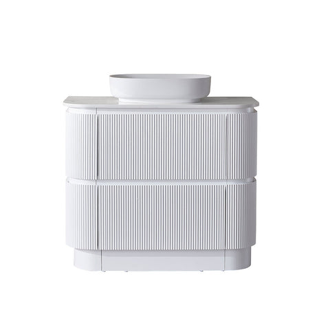 BV85 Matt White Freestanding Fluted Plywood Vanity - 900/1200/1500mm